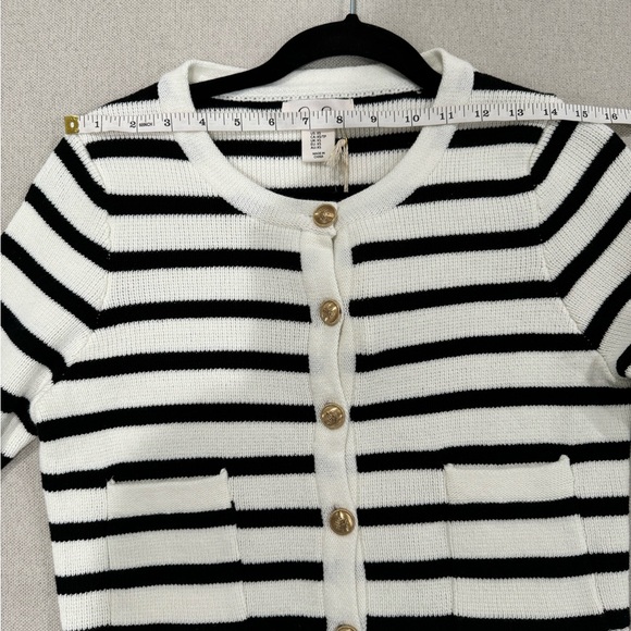 NWT JESSICA SIMPSON Black & White Stripe Long Sleeve Cardigan Size Xs - Picture 11 of 11